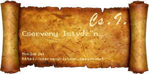 Cserveny István névjegykártya